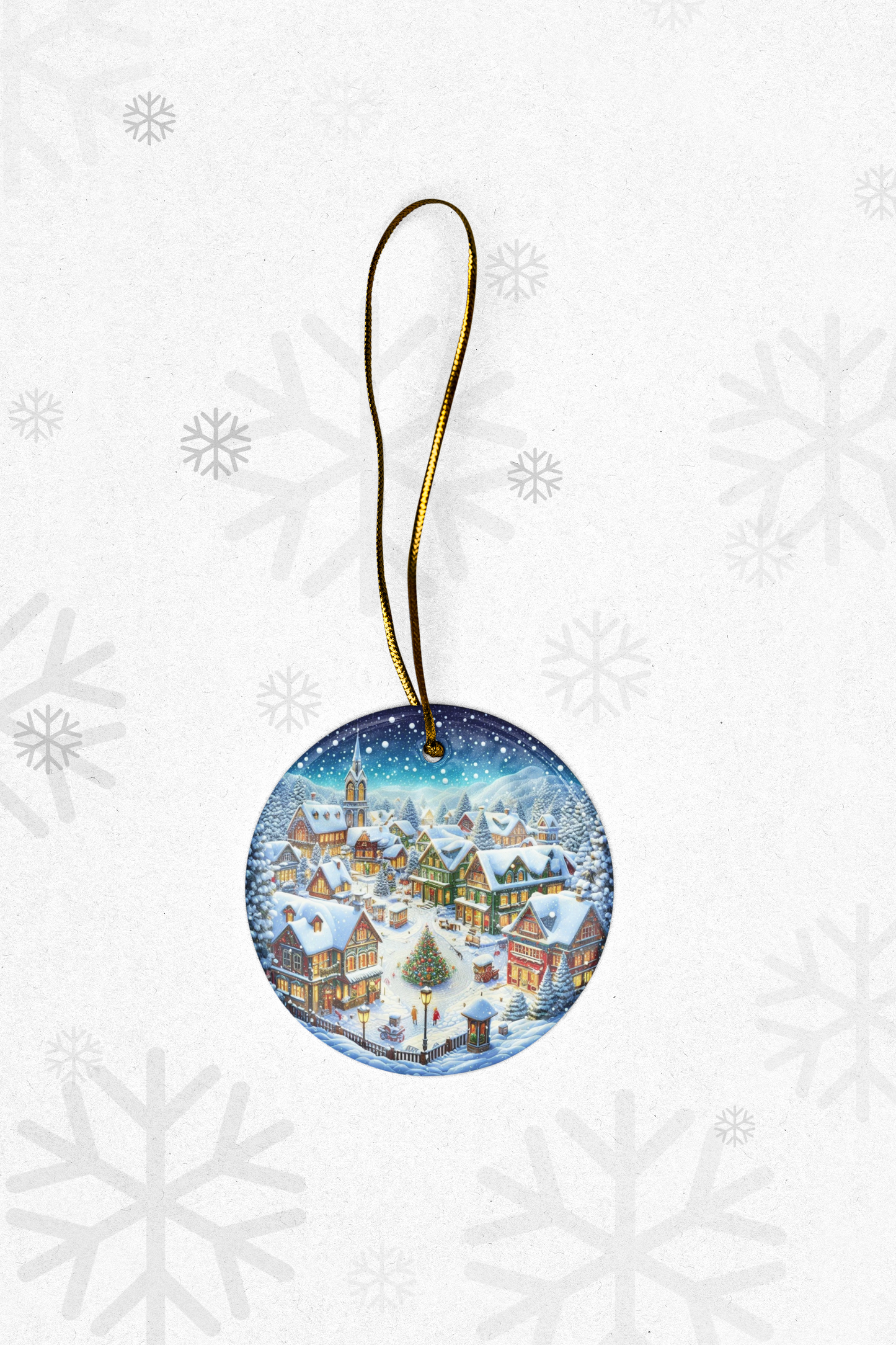 Colorful Christmas Village Ornament