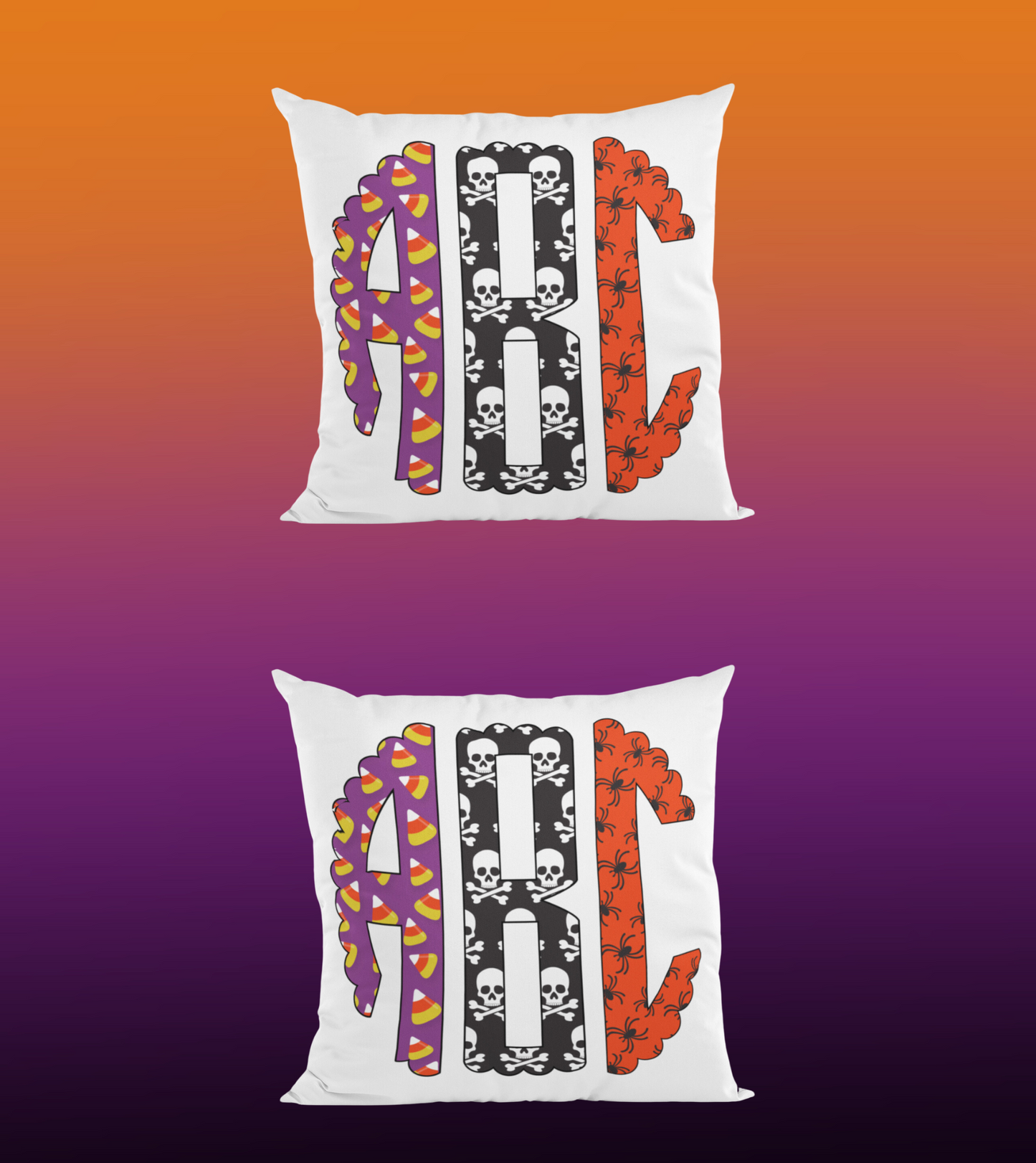 Halloween Monogram 16"x16" Pillowcases - Set of 2 - Customizable