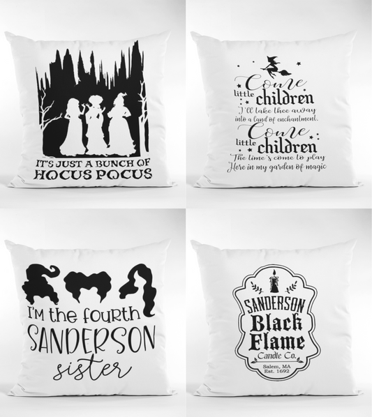 Halloween Witches 4 Pack Set 16"x16" Throw Pillowcases