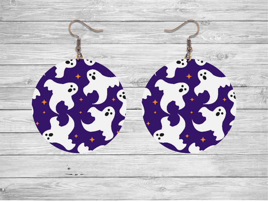 Round Ghost Halloween Earrings