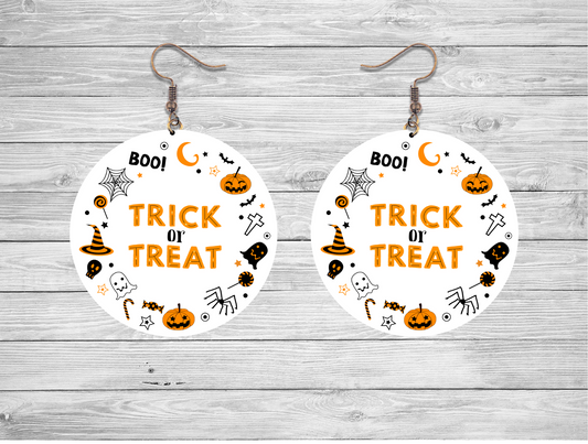 Round Trick or Treat Halloween Earrings